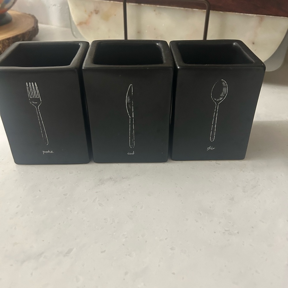 Pier 1 Black Dining Utensil Holder Set